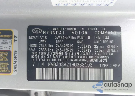 2017 Hyundai Tucson Sport from USA, damaged, VIN KM8J33A21HU363193